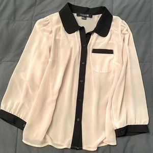 Forever 21 Beige and Black Long Sleeve Medium